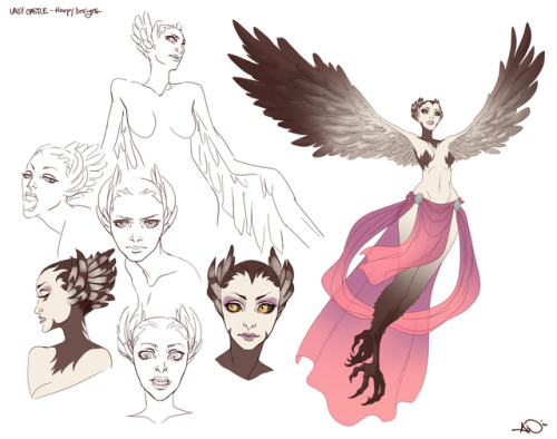 My original harpy designs for Lady Castle issue 3…