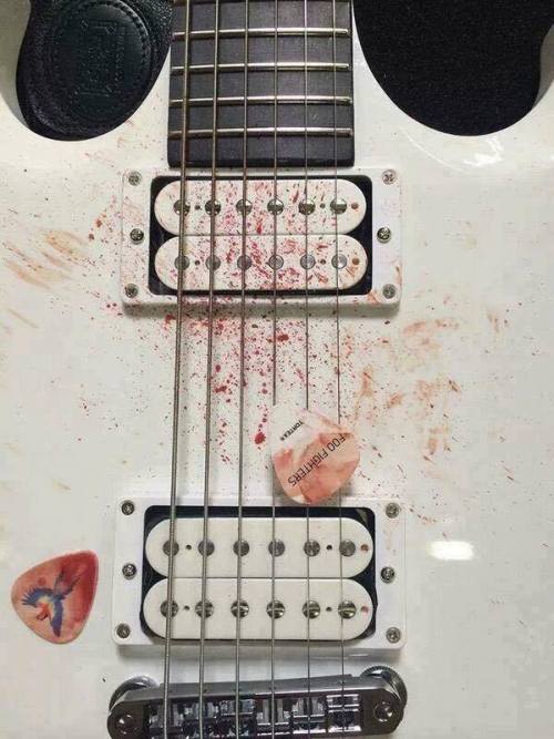 music-is-my-life-man:Dave Grohl’s guitar after a Foo Fighters...