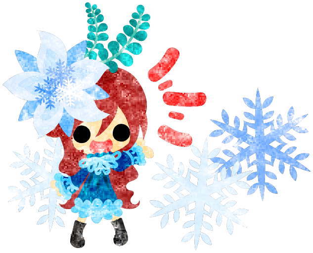 フリーのイラスト素材 冬と女の子の可愛いイラスト 綺麗な雪の髪飾り