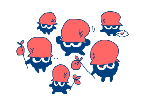 nazotchi tamagotchi tmgc fanart mossworm good character design: big eyes partially covered by hat or shell
