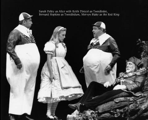 Original 1994 cast photo from James Reaney’s Alice Through the Looking-Glass. Sarah Polley as Alice, Keith Dincol as Tweedle-Dee, Bernard Hopkins as Tweedle-Dum and Mervyn Blake as the Red King.
Edit by me from Romancing the Bard: Stratford at Fifty...