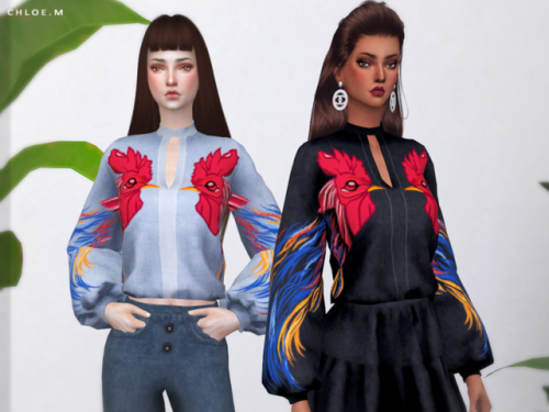 chloem-sims4:ChloeM-Printed BlouseCreated for: The Sims...