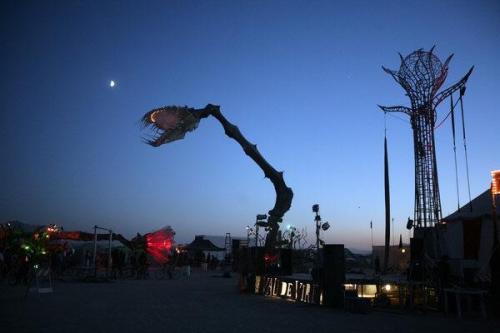 evilbuildingsblog:Evening falling at Burning Man in 2006 in...