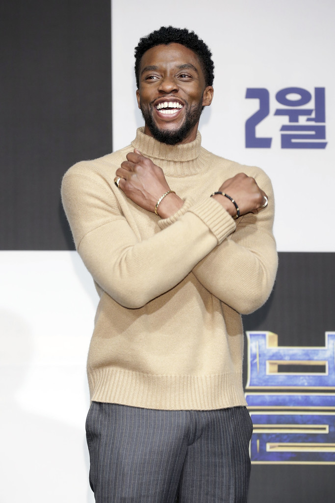 CELEBS — Chadwick Boseman attends the press conference for...