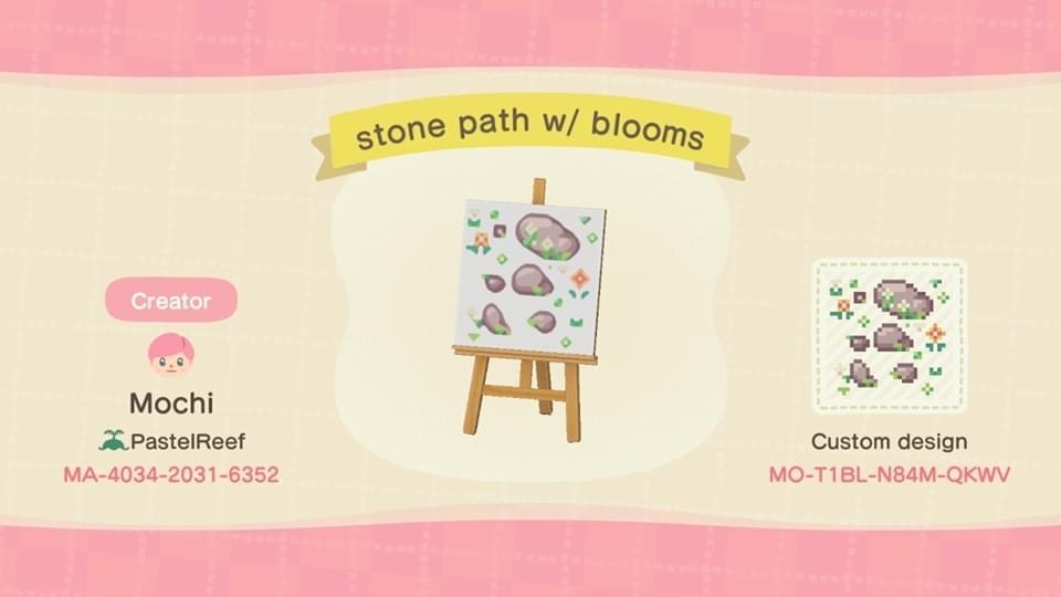stone path with flower blooms designed by mochi of... - ACNH Custom Designs