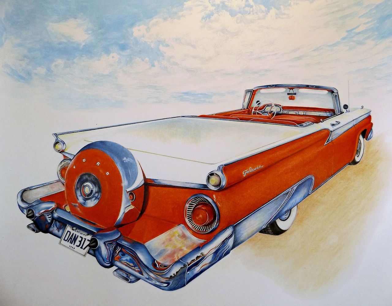 Blue Skies Smiling At Me Colored pencil automobile and ink wash sky. Drawing from my own reference photo. Prismacolor and Verithin pencils, 19 x 24 inches. — Immediately post your art to a topic and get feedback. Join our new community, EatSleepDraw...