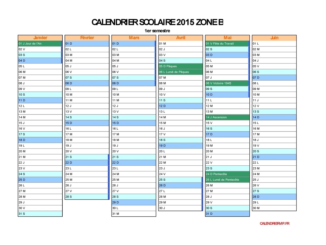 Calendrier VIP — Calendrier à imprimer gratuit