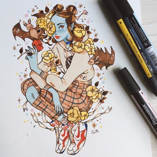 sibyllinesketchblog:Vampire girls + piglet-bats !Follow me on...