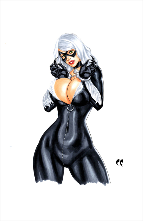 czm35x:BLACK CAT Original Art spider-Man Sexy Kinky Arrest by...