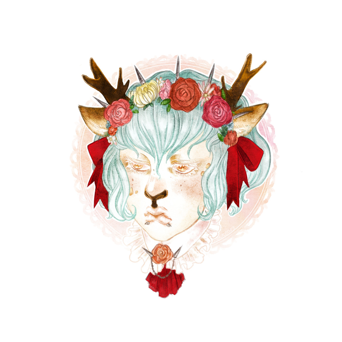 An Art Blog Idk I Wanted To Draw A Cute Person With Horns And