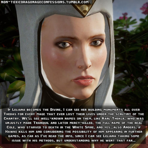 non-toxicdragonageconfessions:Confession: If Leliana becomes...