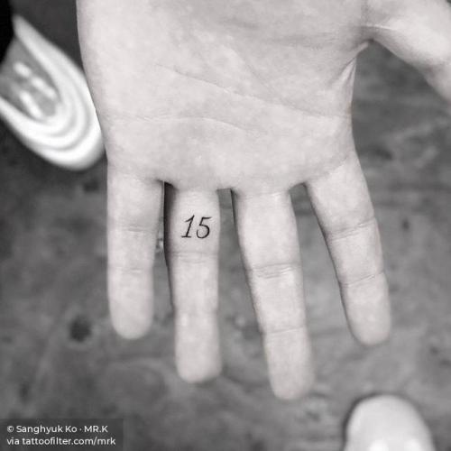 Joe Jonas | By Sanghyuk Ko · MR.K, done at Bang Bang Tattoo,... 15;celebrity;facebook;finger;joe jonas;mathematical;micro;minimalist;mrk;number;palm;singers;twitter