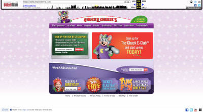 Chuck E. Cheese website 2011