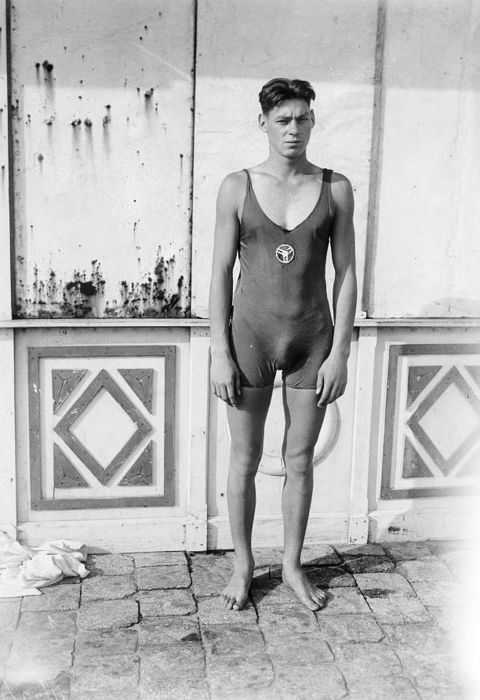 1920′s era male swimsuits.  They were supposed to be “modest,”...