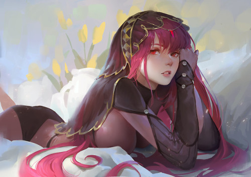 Two Scathach fanarts by https://qmo.artstation.com/