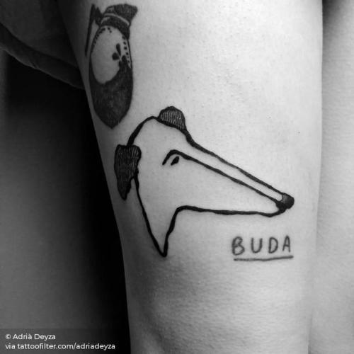 By Adrià Deyza, done at Unikat Tattoos, Berlin.... pet;dog;animal;contemporary;adriadeyza;thigh;facebook;blackwork;twitter;medium size;illustrative