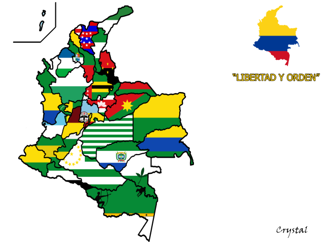Flag map of Colombia's departments