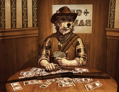 wolf western wild west poker winchester old timey anthro eskiworks art digital illustration etsy prints commissions commission