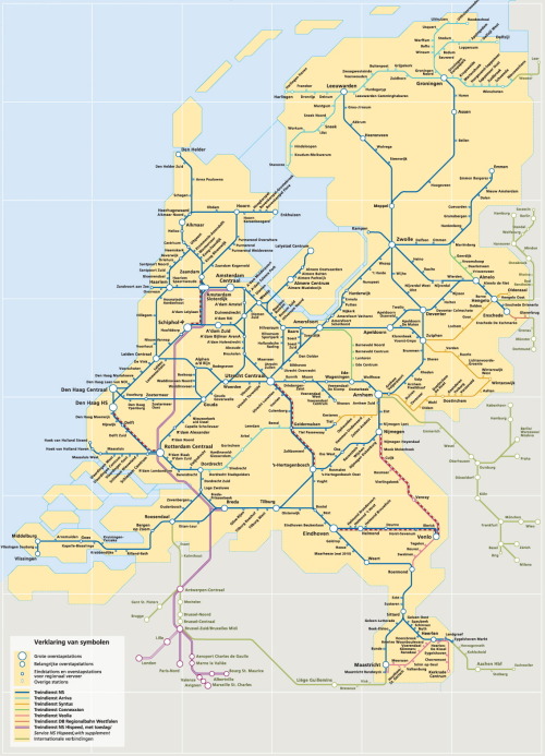 Train map of the Netherlands. Maps on the Web
