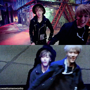 they wore almost all the outfits in the rush mv so cool my babies my kings monsta x stanmonstax shownu son hyunwoo wonho shin hoseok lee hoseok minhyuk lee minhyuk kihyun yoo kihyun hyungwon chae hyungwon jooheon lee jooheon i.m changkyun lim changkyun im changkyun always wanted to do this gif set so here it is