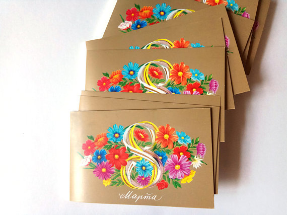 Unused vintage flower cards, 1987 (buy here)