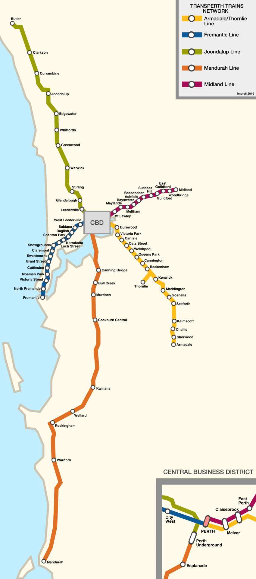 Imprail: Transperth Rail Network In Western... - Maps On The Web