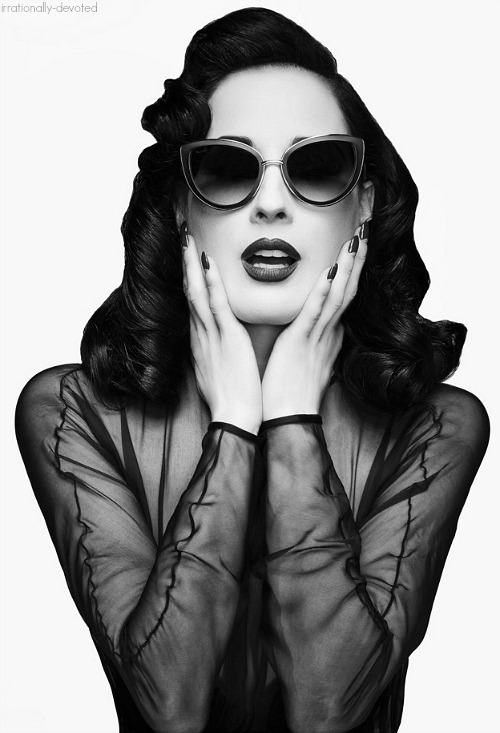 Dita Von Teese DITA eyewear black and white stunning beauty sunglasses cat-eye cat-eye glasses shades vintage vintage waves hair game on point makeup perfection glamour