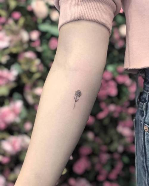 By Chang, done at West 4 Tattoo, Manhattan.... flower;small;chang;micro;tiny;rose;ifttt;little;nature;inner forearm;illustrative