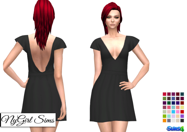 The Sims 4 CC — nygirlsims: Plunge Neck Skater Dress. Plunge...