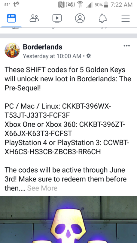 bl3 golden key codes