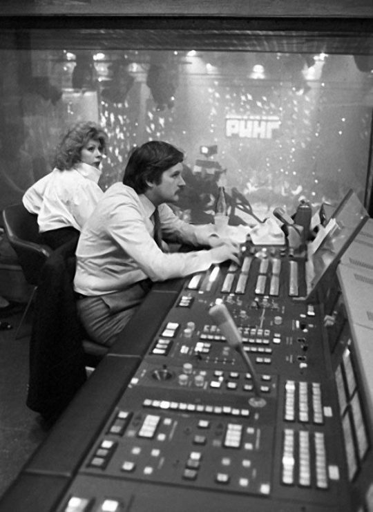 Making of Musical Ring, a 1980s Soviet TV program. The host, Tamara Maksimova, and her husband Vladimir Maksimov.