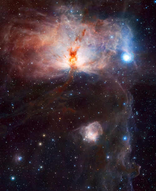 the-wolf-and-moon:The Flame Nebula, Sparks and Fire