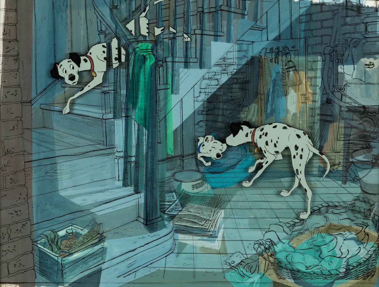 sloth unleashed — 101 Dalmatians Pongo and Perdita Production Cel...