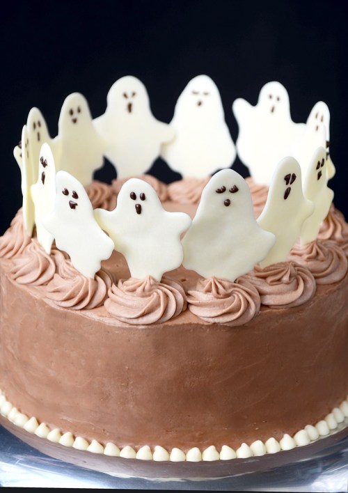 sweetoothgirl:Dancing Ghosts Chocolate Coconut Cake