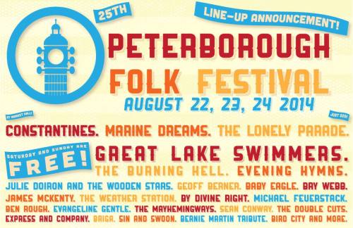 Check out the lineup for the Ptbo Folk Fest! We can’t wait!