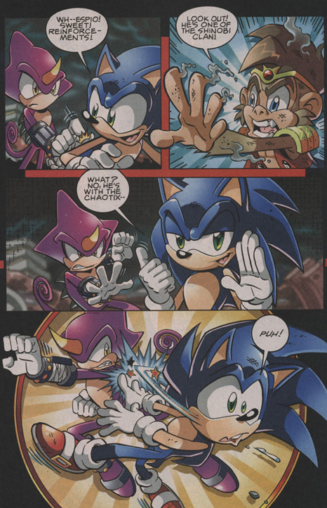 robotnikholmescomicblog:Did Espio just punch him with the front...