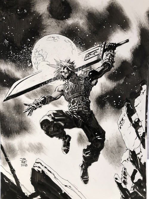 inactivenobody:Cloud Strife illustration by Jim Lee.