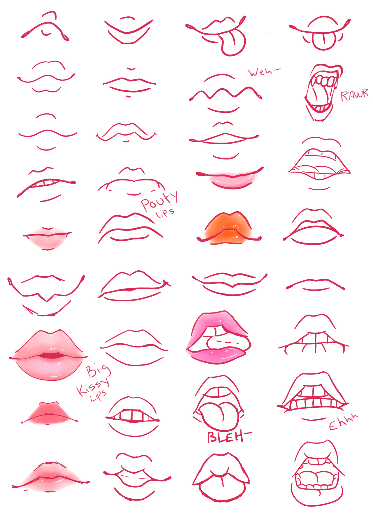 lips/ mouths. some are colored because i wanted...