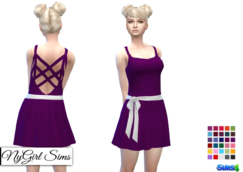 The Sims 4 CC — nygirlsims: Cross Back Sundress with Sash and...