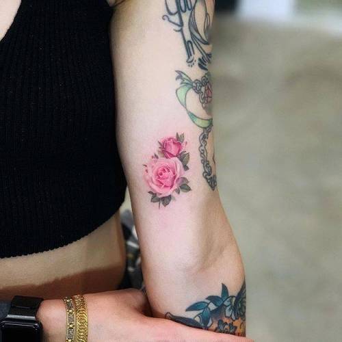 By Drag, done at Bang Bang Tattoo SoHo, Manhattan.... flower;small;inner arm;tiny;rose;ifttt;little;nature;realistic;drag