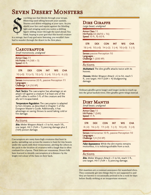 dnd-5e-homebrew:Desert Monsters by gaylordqueen69