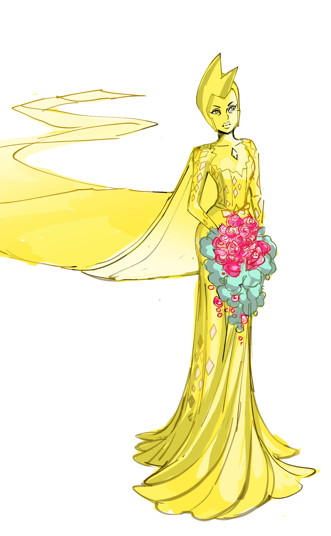 yellow diamond in a wedding gown