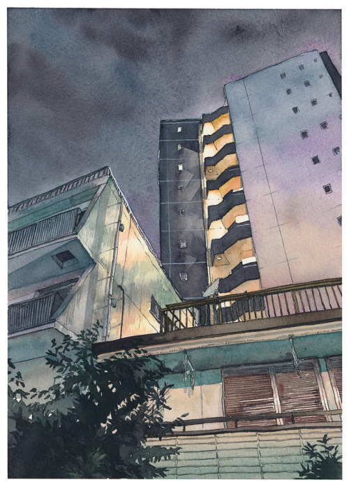 mydarkenedeyes:Mateusz Urbanowicz - Tokyo at Night (Watercolour...