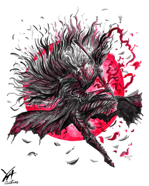 bloodborneinked2018 Bloodborne crow samurai ink gaming