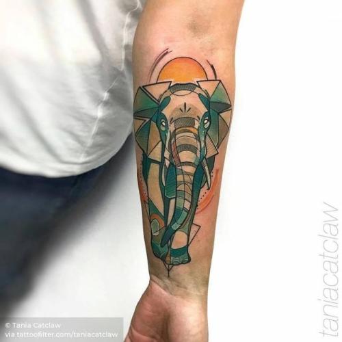 By Tania Catclaw, done at Big Boys Tattoo, Lisboa.... sketch work;elephant;good luck;big;animal;watercolor;facebook;twitter;inner forearm;taniacatclaw;other