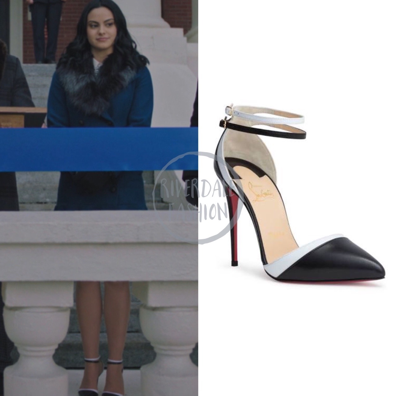 Riverdale Fashion — Veronica Lodge rewears her Christian Uptown Double 100 black leather pumps Christian Louboutin