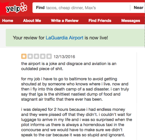 staff:objectdreams:1-star yelp review of laguardia...