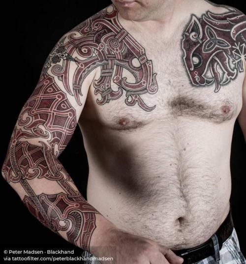 By Peter Madsen · Blackhand, done at Meatshop Tattoo, Barcelona.... dotwork;chest;huge;facebook;twitter;nordic;sleeve;peterblackhandmadsen