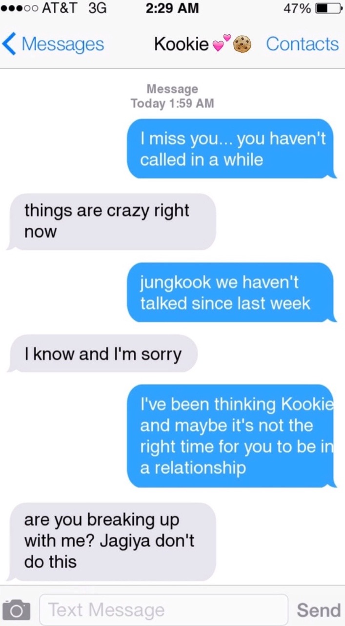 When you (gf) break up with your boyfriend (maknae... | bts & exo texts/snapchats