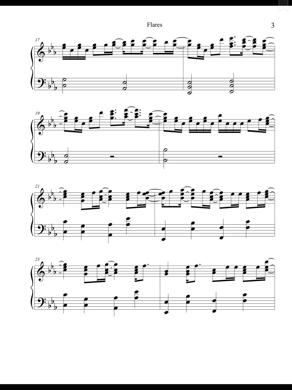 Piano Sheet Music — Flares - The Script (Piano Sheet)